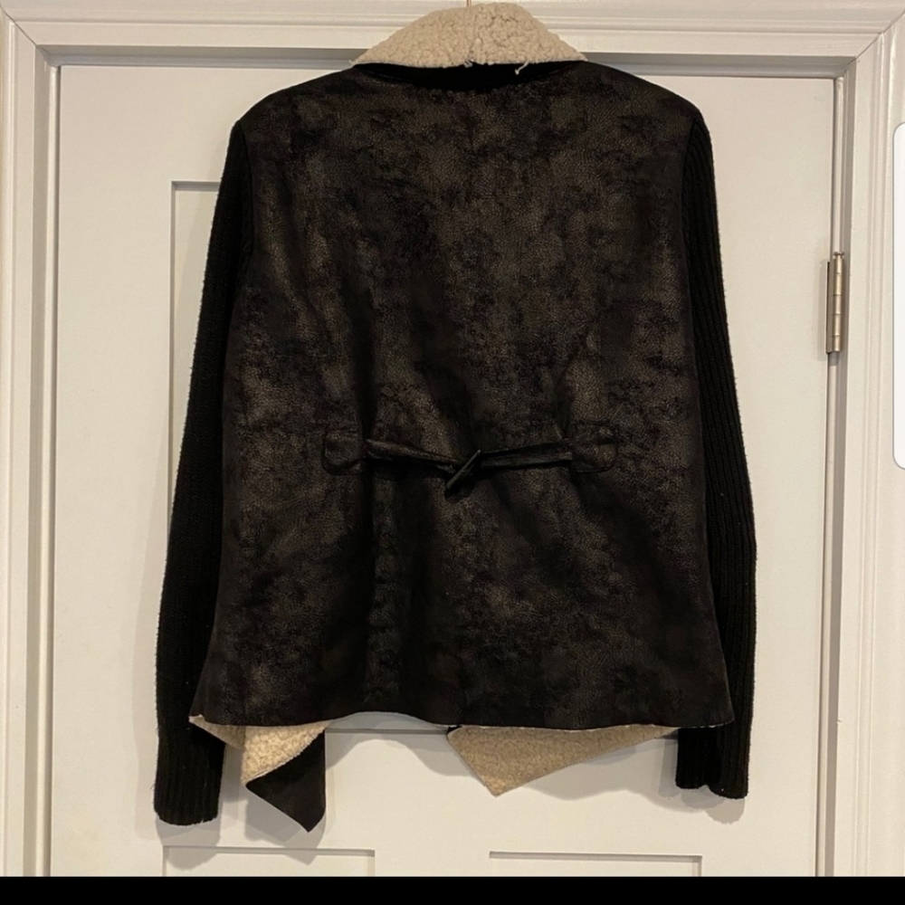 Akira Faux Suede Sherpa Sweater Jacket - Picture 2 of 4